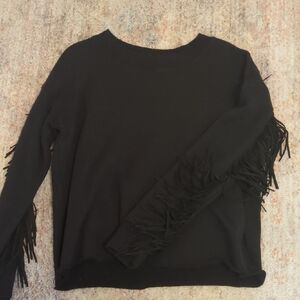 Avec Les Filles Black Fringe Sweatshirt
